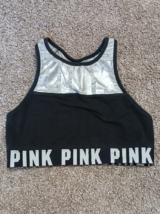 PINK Victoria's Secret Other - PINK Victoria's Secret Black & Silver Logo Sports Bra